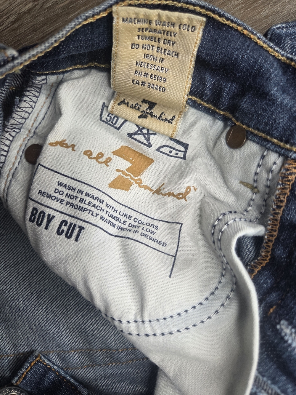 7 For All Mankind Boy Cut Jeans Dark Wash Stretch Straight Leg Premium Denim - Picture 10 of 15